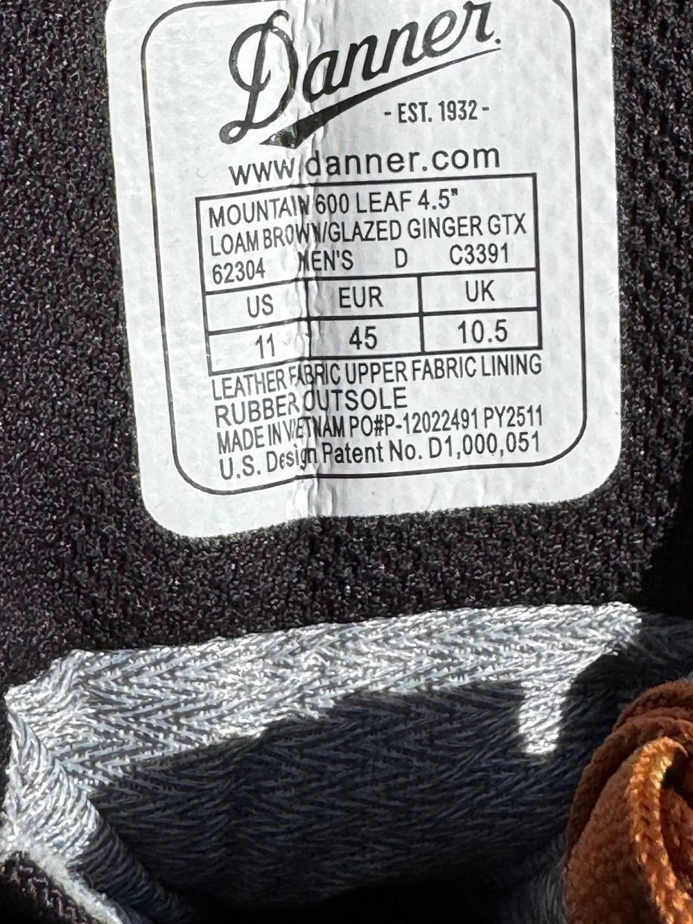 NWT Danner Mountain 600 Leaf GTX Hiking Boots - Men's 11